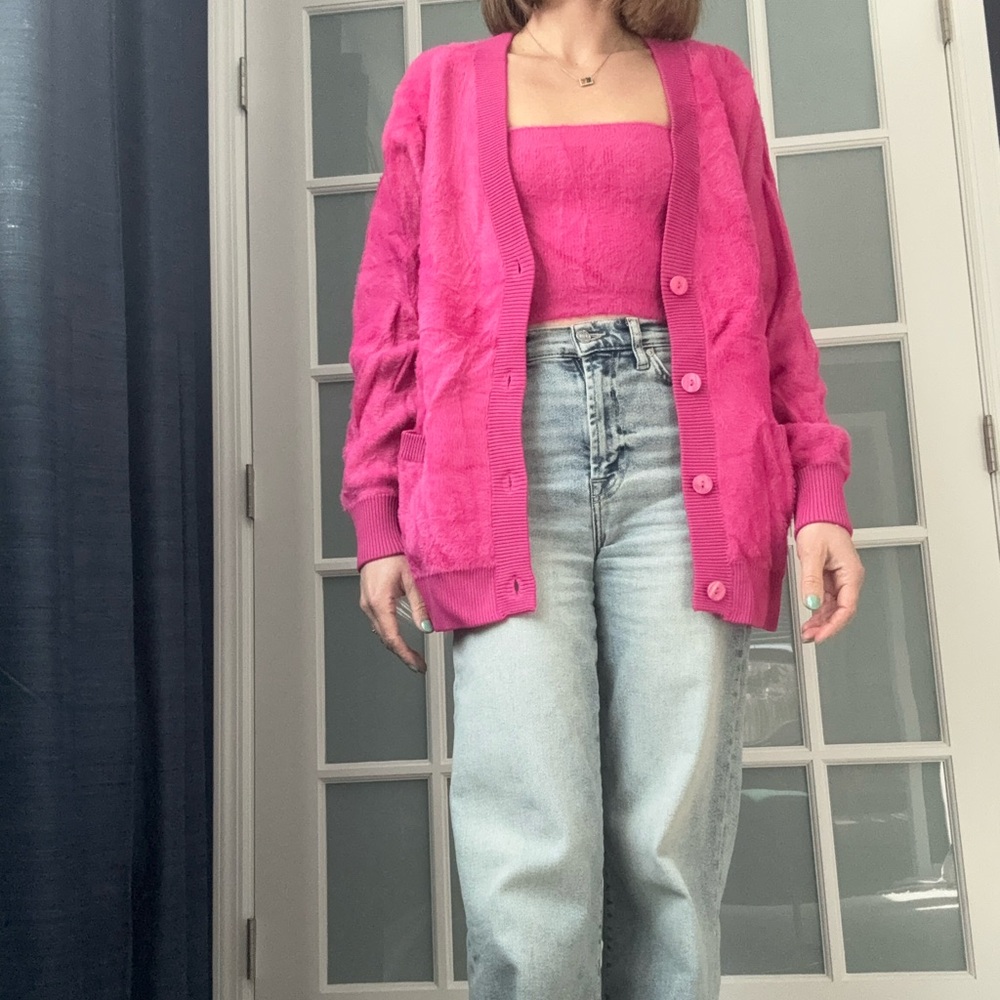 Vibrant Pink Cardigan Set